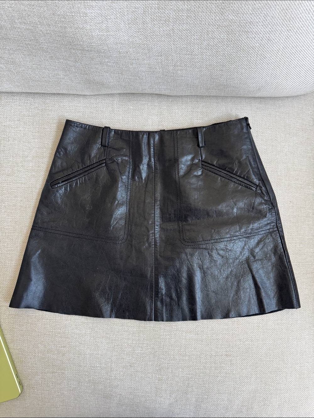 Joie Black Genuine Cow Leather Mini Skirt